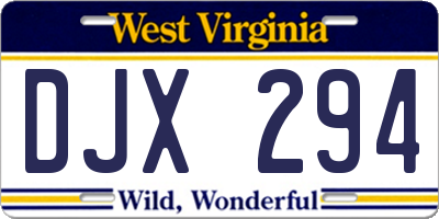 WV license plate DJX294
