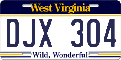 WV license plate DJX304