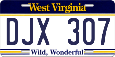 WV license plate DJX307