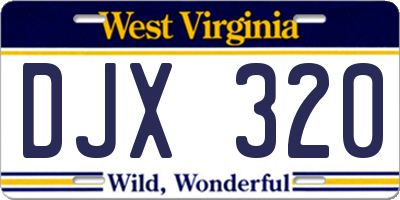WV license plate DJX320