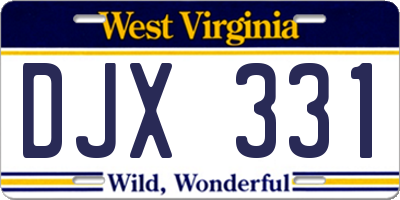 WV license plate DJX331