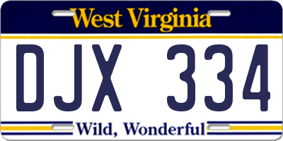 WV license plate DJX334