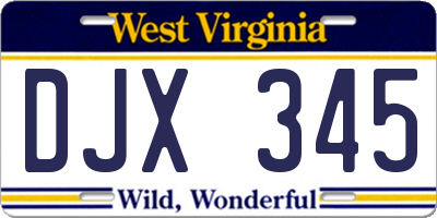 WV license plate DJX345