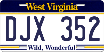 WV license plate DJX352