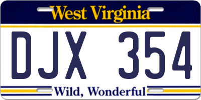 WV license plate DJX354