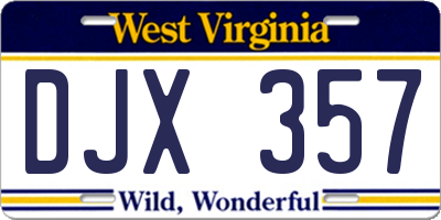 WV license plate DJX357