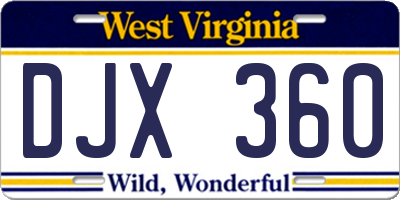 WV license plate DJX360