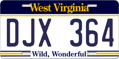 WV license plate DJX364
