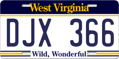 WV license plate DJX366