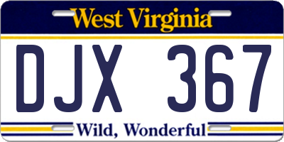 WV license plate DJX367