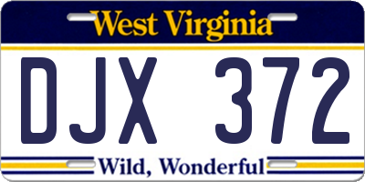 WV license plate DJX372