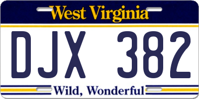 WV license plate DJX382