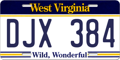 WV license plate DJX384