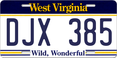 WV license plate DJX385