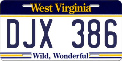 WV license plate DJX386