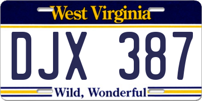 WV license plate DJX387