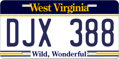 WV license plate DJX388