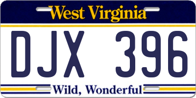 WV license plate DJX396