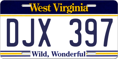 WV license plate DJX397