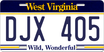 WV license plate DJX405
