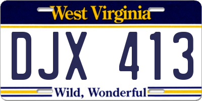 WV license plate DJX413