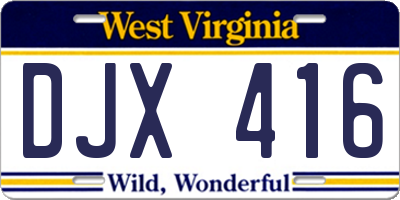WV license plate DJX416