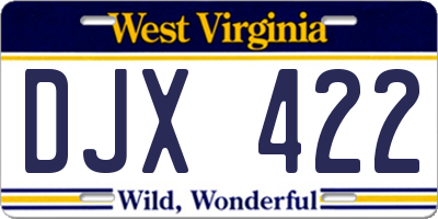 WV license plate DJX422