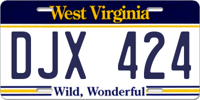 WV license plate DJX424