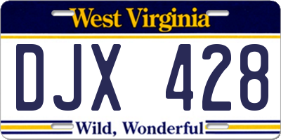 WV license plate DJX428