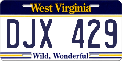 WV license plate DJX429