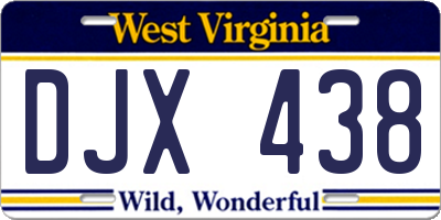 WV license plate DJX438