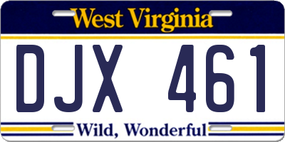 WV license plate DJX461