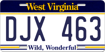 WV license plate DJX463
