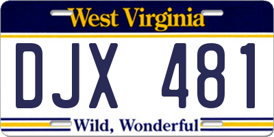 WV license plate DJX481