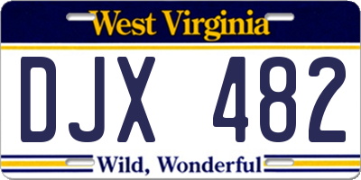 WV license plate DJX482