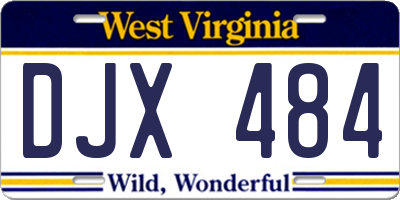 WV license plate DJX484