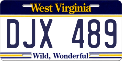WV license plate DJX489