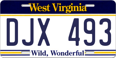 WV license plate DJX493