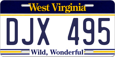 WV license plate DJX495