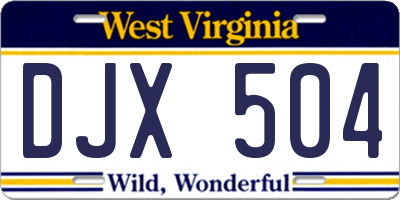 WV license plate DJX504