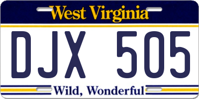 WV license plate DJX505