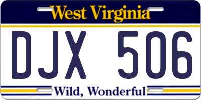 WV license plate DJX506