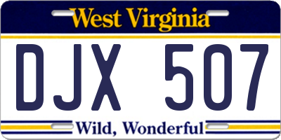 WV license plate DJX507