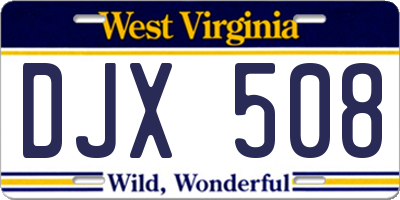 WV license plate DJX508