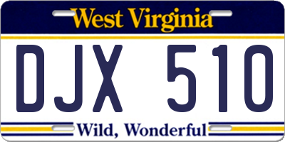 WV license plate DJX510