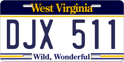 WV license plate DJX511