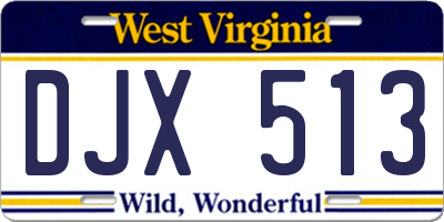 WV license plate DJX513