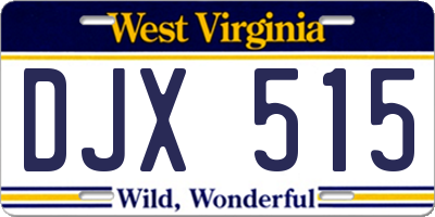 WV license plate DJX515