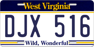 WV license plate DJX516