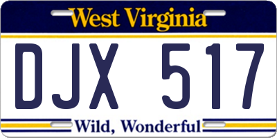 WV license plate DJX517